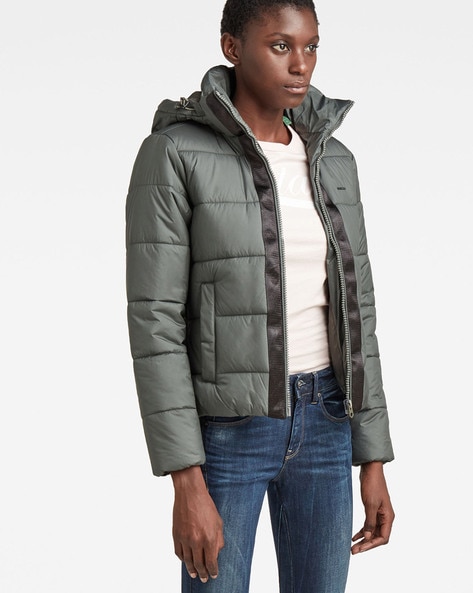 Quilted Padded Design Jacket with Hood