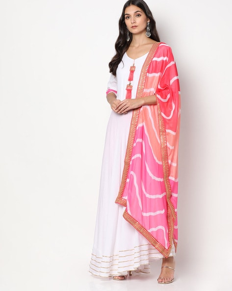 Buy White & Pink Kurta Suit Sets for Women by CHHABRA 555 Online | Ajio.com