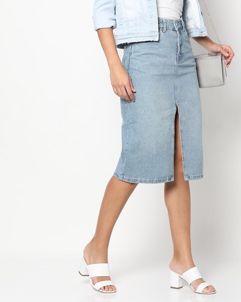 Open Slit Denim Maxi Skirt | Color Theory Clothing - Color Theory