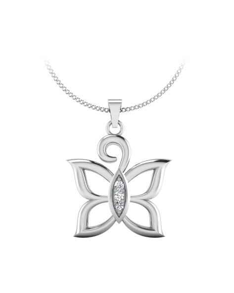 White Gold Diamond-Studded Butterfly Pendant