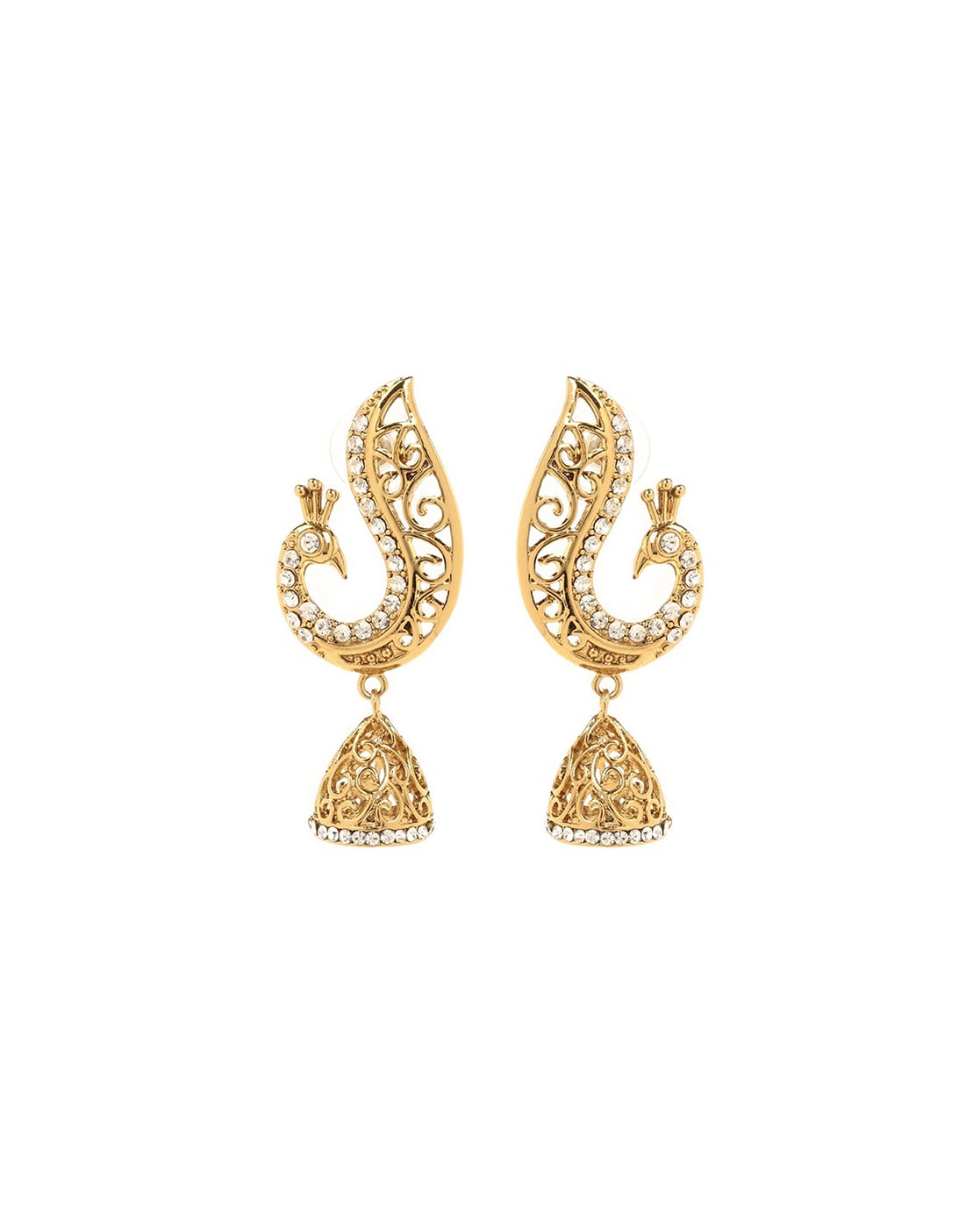 Buy Beautiful Party Wear White Stone Peacock Earring Design One Gram Gold  Earring Online