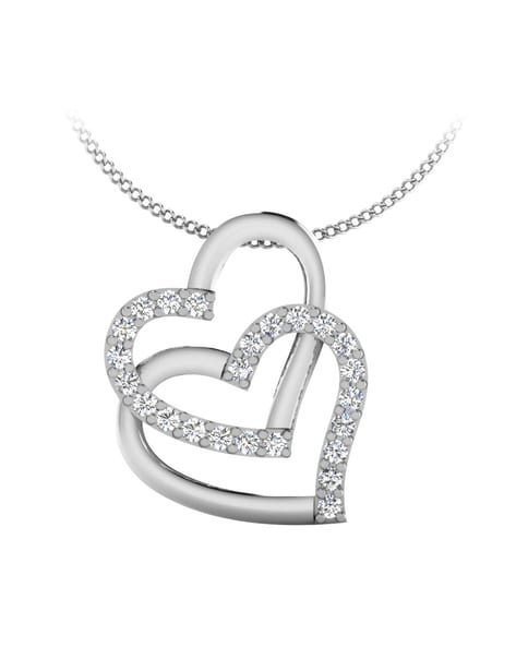 Vintage Collection 18ct White Gold Diamond Double Heart Necklace MP00604W2