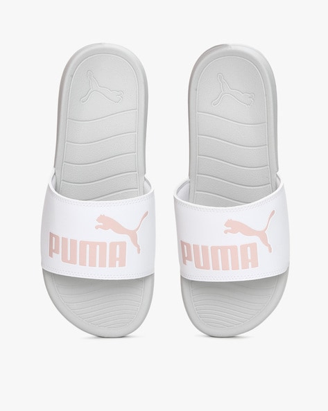 puma slides white