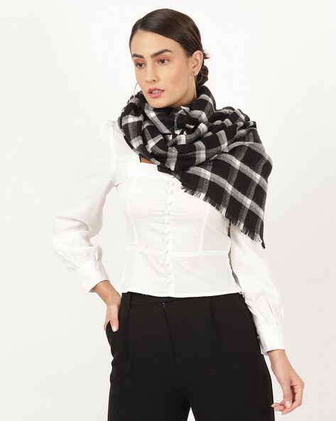 Checked Stole with Fringes Price in India