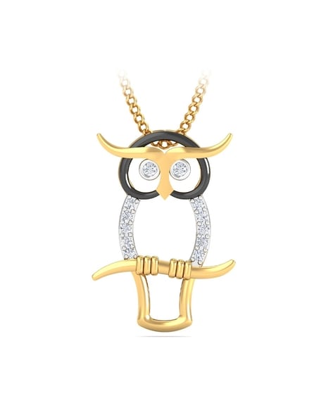 Ladies Owl Pendant Gold Plated-Cubic Zirconia Pendant – Amafhha Jewels