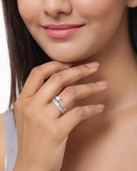 Fine Jewelry Double Layer Ring | Ring Zircon Double Layer | Zircon Wedding  Jewelry - Rings - Aliexpress