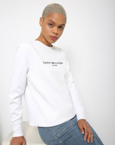 sweatshirt with denim sleeves