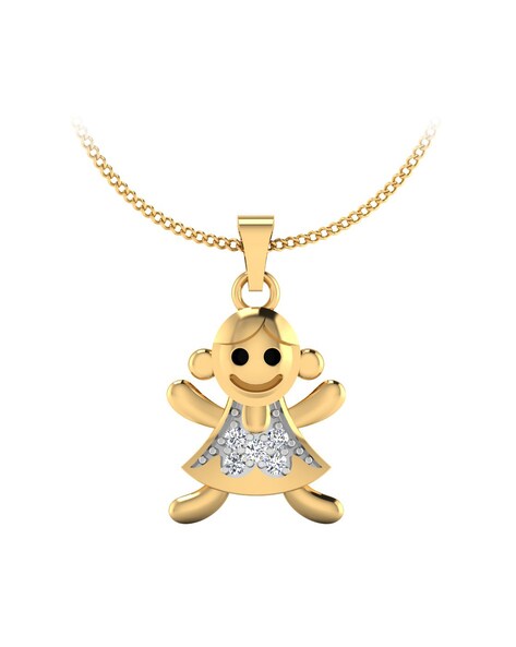 9Carat Yellow Gold Simulated Multi-Gemstone Movable Doll Pendant (29x49mm)  - Jollys Jewellers