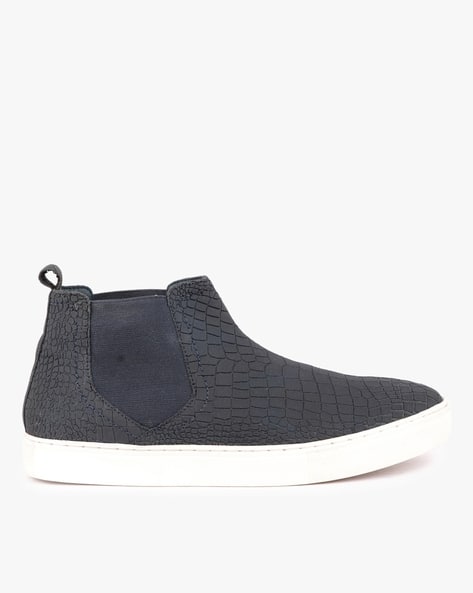 CRISTOFANO Croc-Embossed Mid-Top Slip-on Shoes