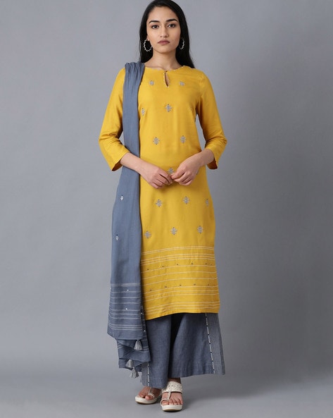 yellow kurti combination plazo