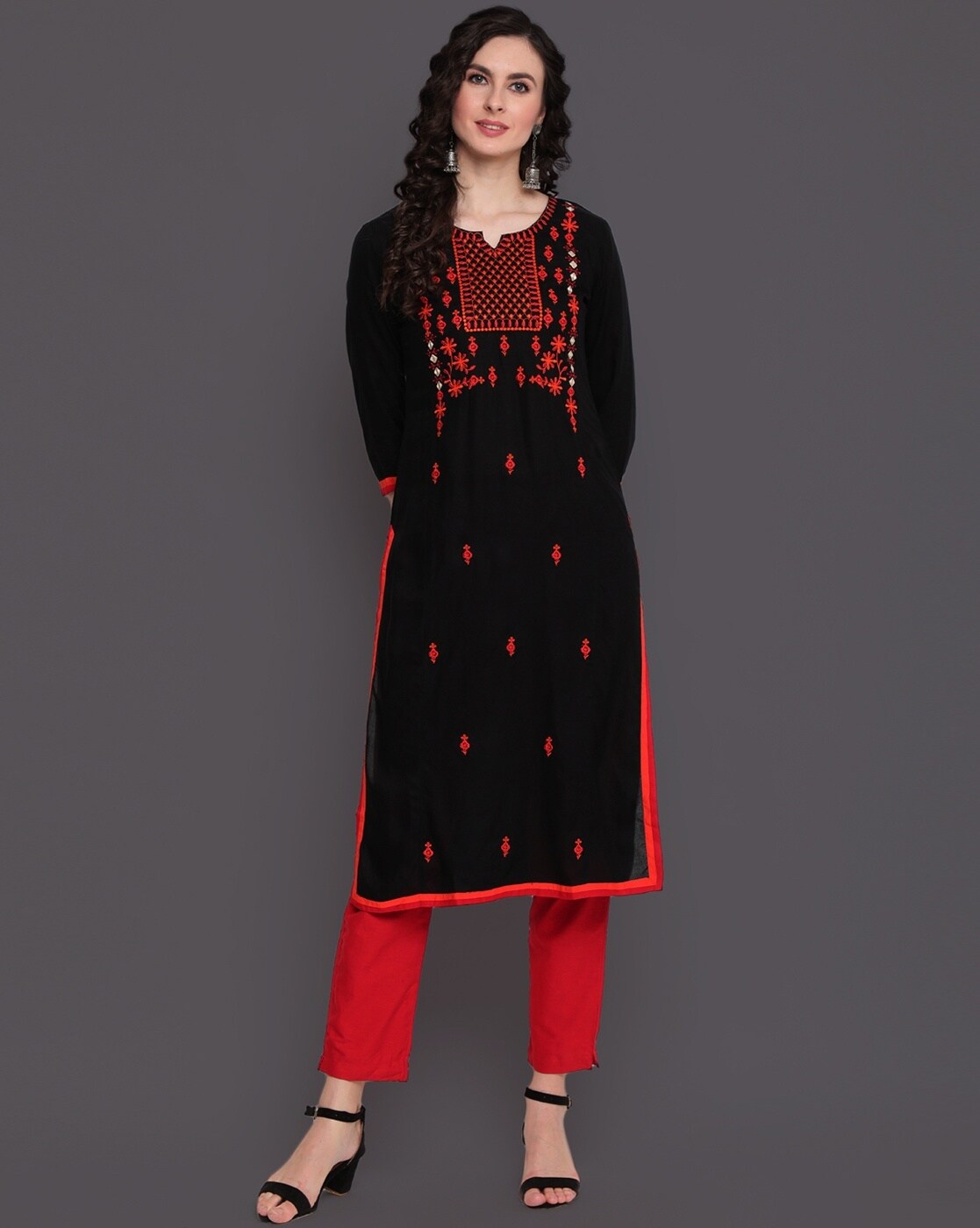 Top 112+ red and black kurti latest