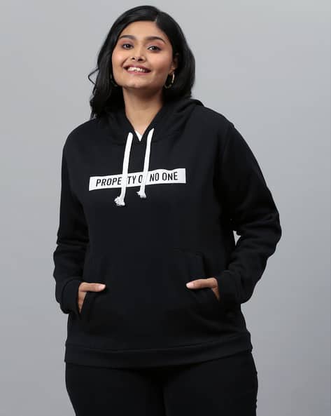Buy Black Sweatshirt Hoodies for Women by Instafab Plus Online