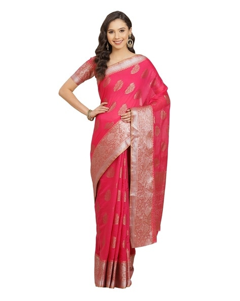 Buy Cream & Blue Sarees for Women by Anjaneya Sarees Online | Ajio.com