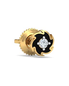 kuberbox Diamond-Studded Yellow Gold Stud Earring-picture-27