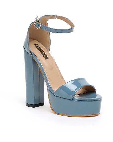 Pale Blue Suedette Chunky Block Heel Platform Sandals | New Look