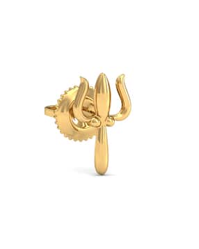 kuberbox Yellow Gold Thrishula Ear Stud-picture-10