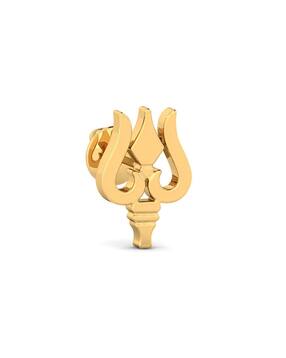 Yellow Gold Thrishula Ear Stud-image-7