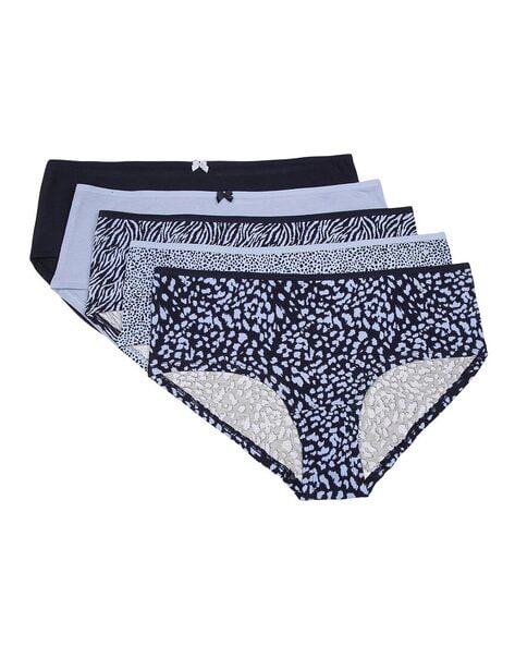 Marks & Spencer Womens Polyamide Printed Pack of 5 High Leg Knickers (XL)  Blue : : Fashion