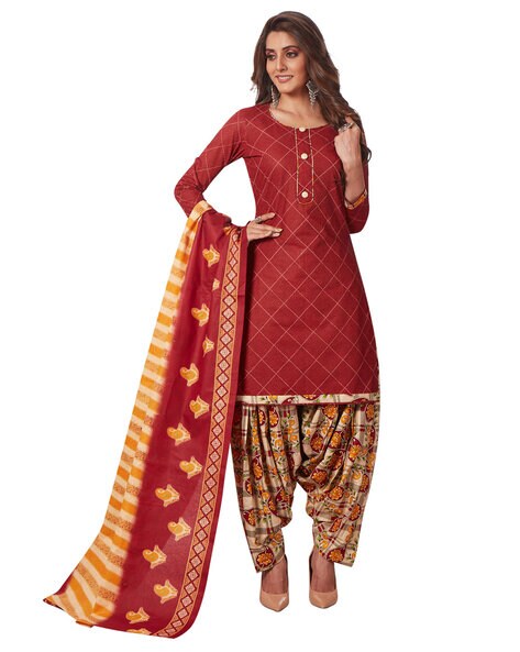 Salwar Studio Women's Pack of 2 Synthetic Printed Unstitched Dress Material  Combo - Om Clothing - 3732739