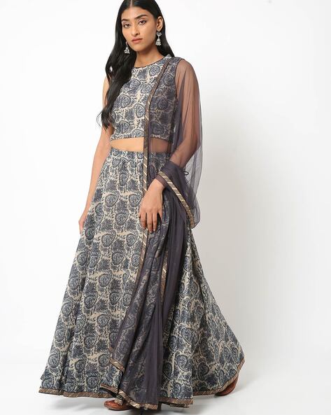 Buy Biba Beige Embroidered Lehenga Choli Set With Dupatta for Women Online  @ Tata CLiQ