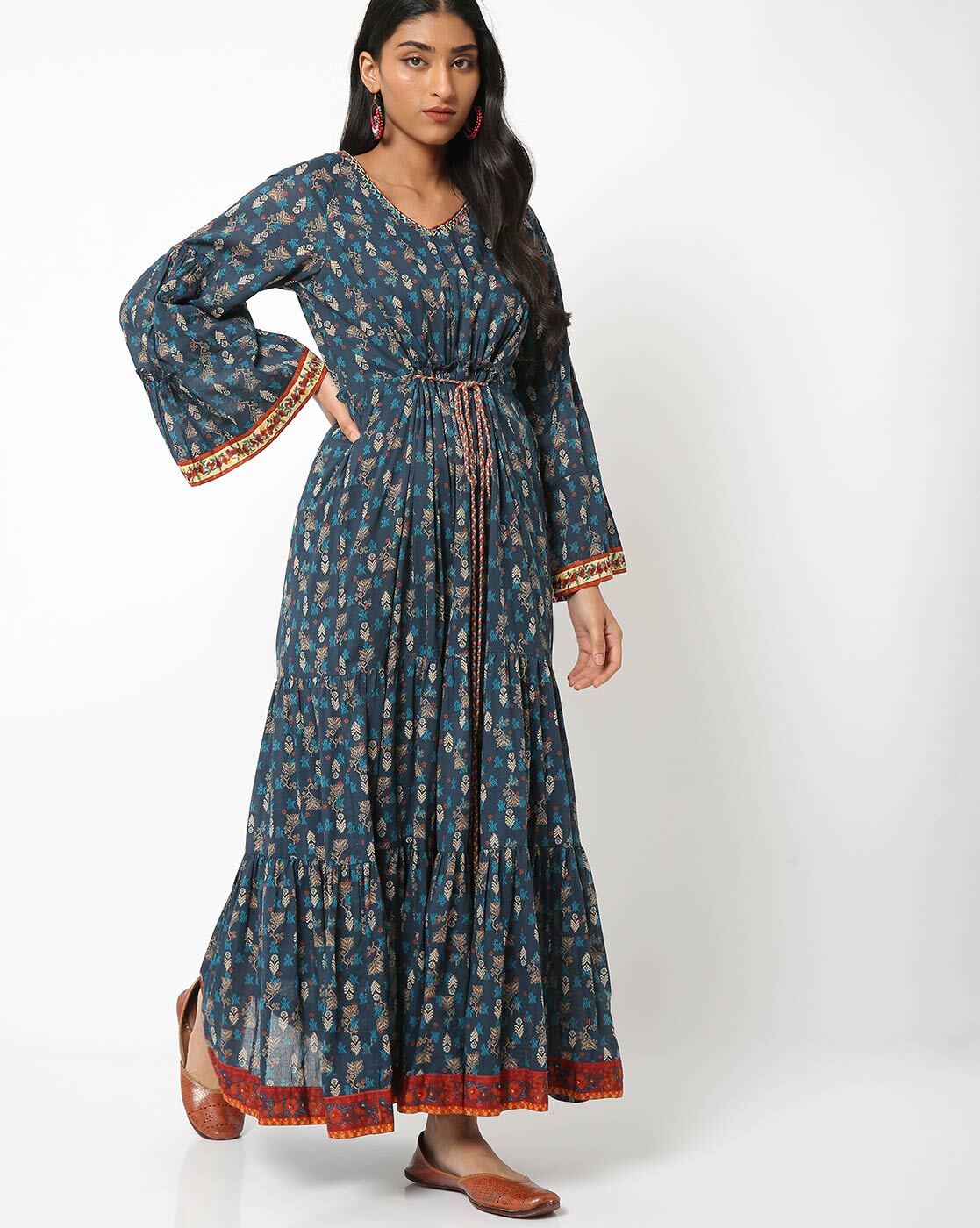 Buy Biba Mustard Cotton Printed Maxi Dress for Women Online @ Tata CLiQ