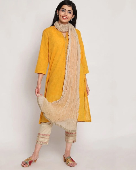 Crinkled Dupatta with Embellished Border Price in India