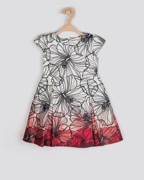 Floral Print Flared Dress with Back Tie-Up-image-28