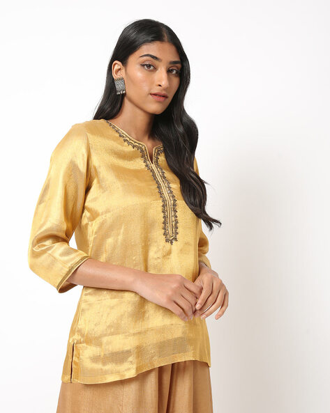 Discover 123+ golden colour kurti
