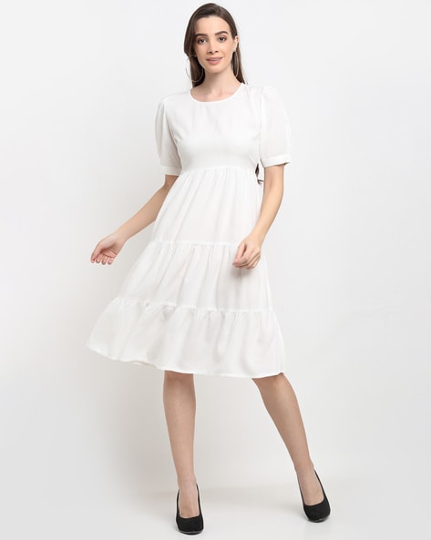 Round-Neck Tiered Dress