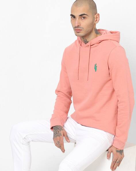salmon pink mens hoodie