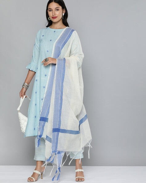 3-Piece Unstitched Dress Material with Woven Pattern Price in India