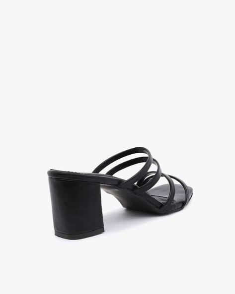 chunky black strappy sandals