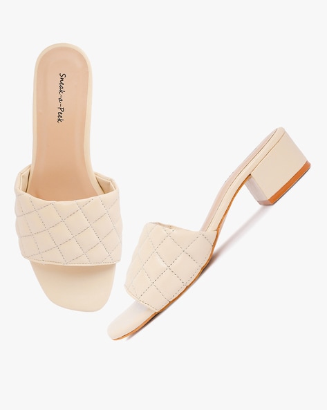 Buy Cream Heeled Sandals for Women by Sneak a Peek Online Ajio