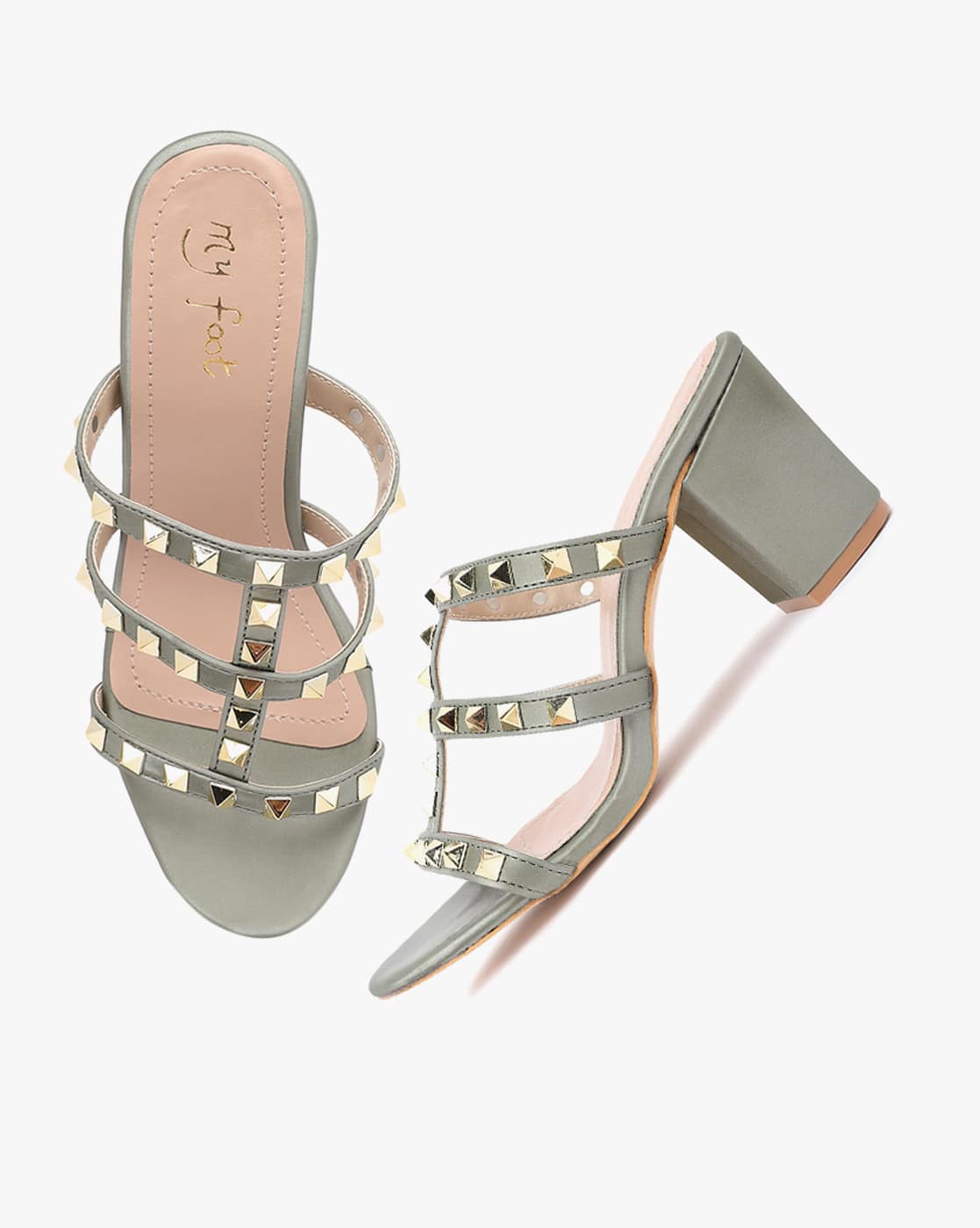 chunky studded heels