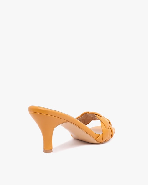 Buy Mustard Yellow Heeled Sandals for Women by MFT Couture Online