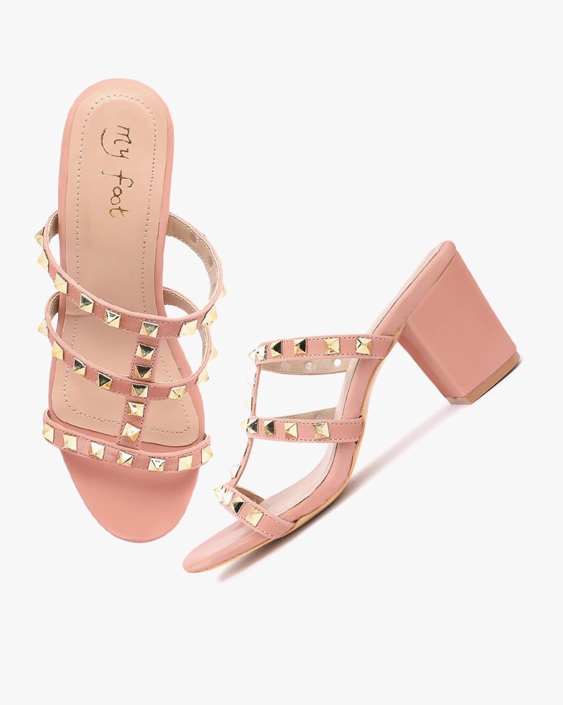 Buy Peach Heeled Sandals for Women by 
