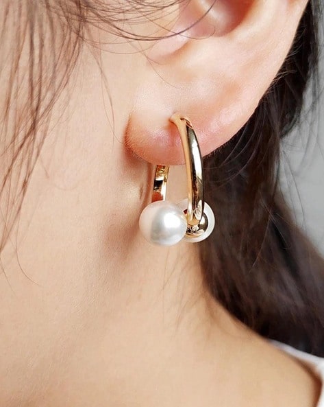 Delicate Pearl Studs | Lightweight Gold Earrings | Indian Jewelry