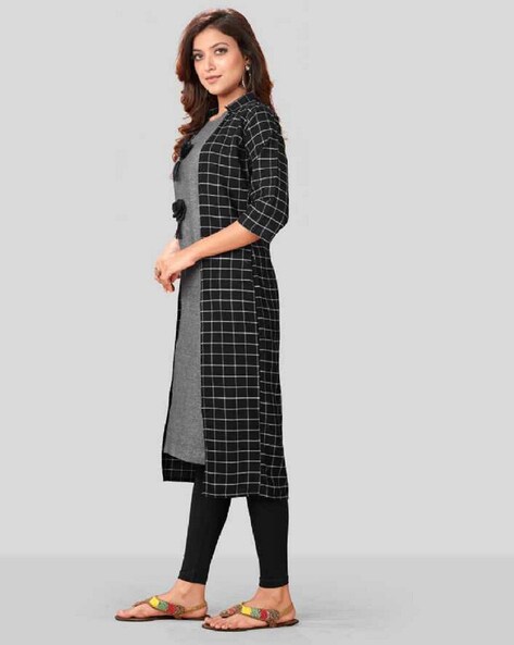 A line deals checked kurta