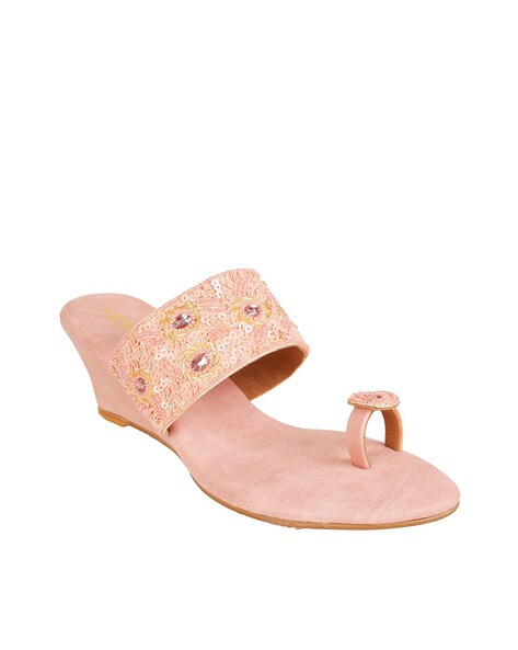 metro solid peach sandals