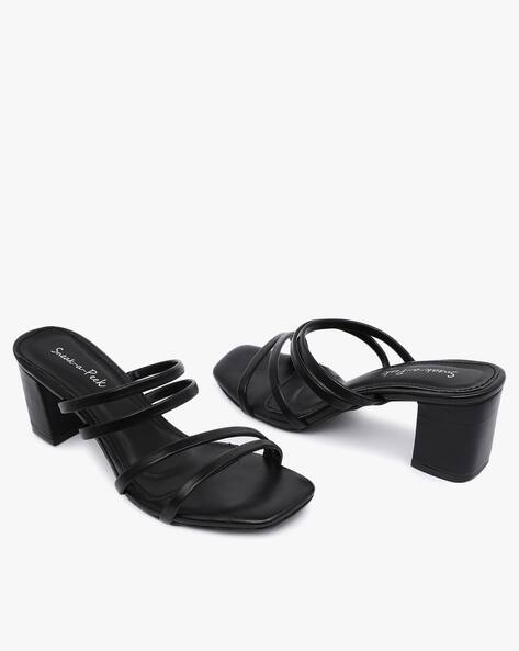 chunky black strappy sandals