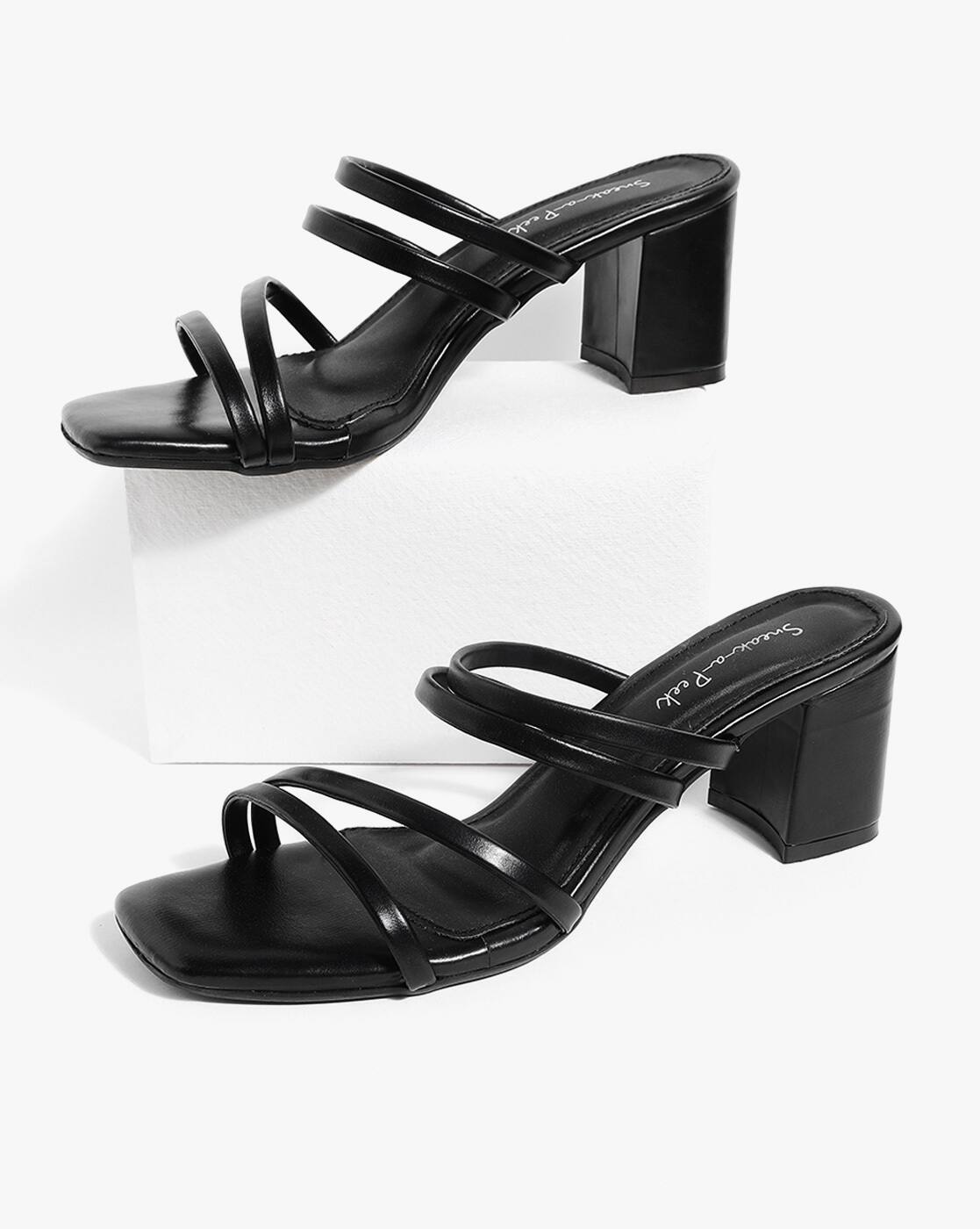 chunky black strappy sandals