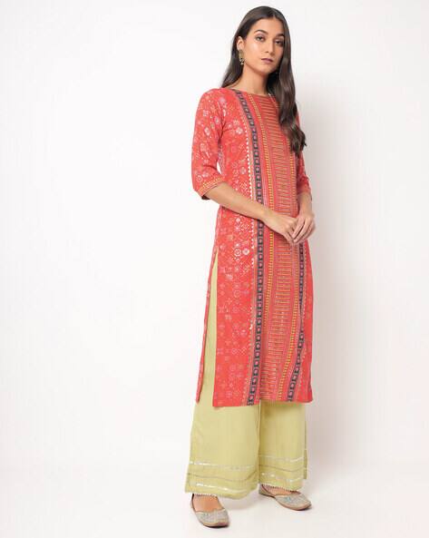 Buy Rust Orange \u0026 Green Kurta Suit Sets 