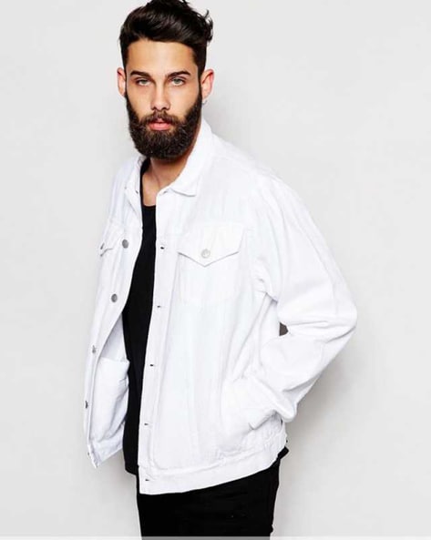 Buy online Men White Denim Casual Jacket from Jackets for Men by Cinocci  for ₹1409 at 53% off | 2024 Limeroad.com