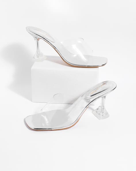 silver slip on heels