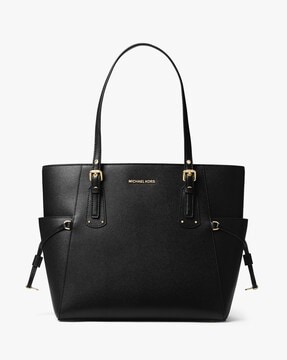 Buy Michael Kors Voyager Leather Tote Bag | Black Color Women | AJIO LUXE