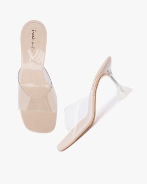 Buy Nude Clear Heeled Sandals for Women by Sneak a Peek Online