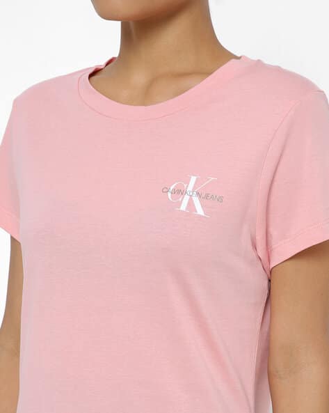 Organic Cotton Pink Calvin Klein T Shirt Buy Pink White Tshirts