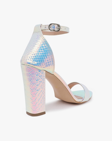 Public Desire Leo Edition Silver Holographic Metallic Platform High Heels  in White | Lyst