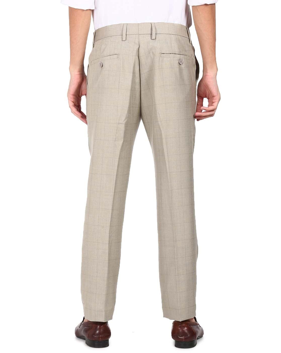 Buy Park Avenue Men Dark Grey Checks Mid Rise Formal Trousers - Trousers  for Men 17201760 | Myntra