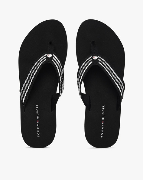 Striped Thong Strap Flip Flops